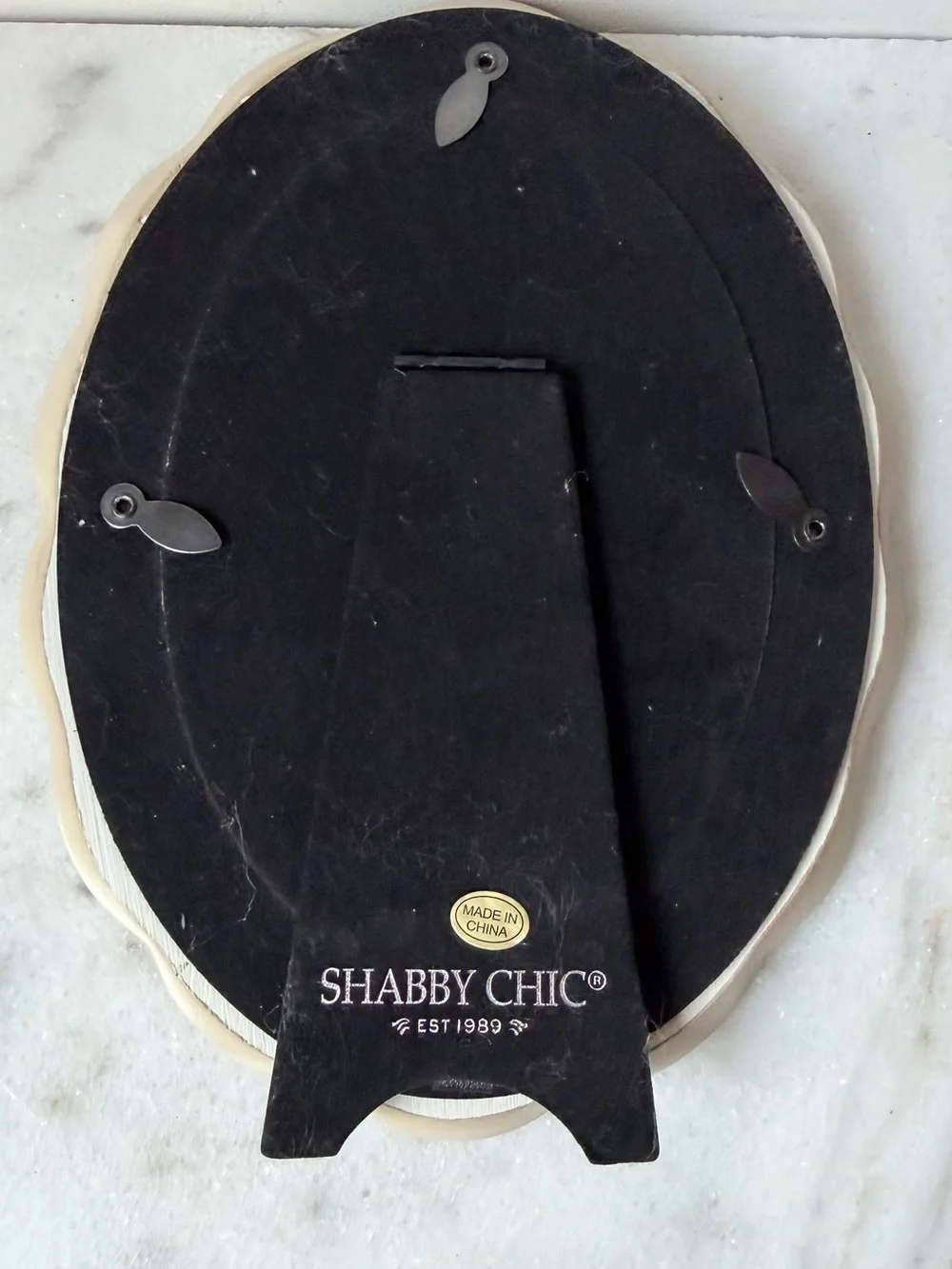 Shabby Chic White Embroidered Floral Oval Photo Frame
